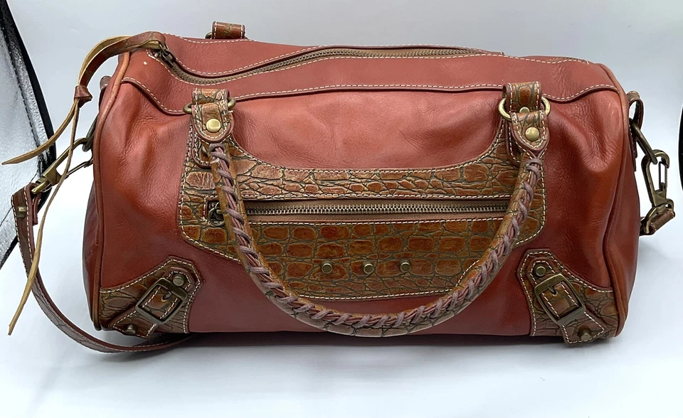 Bolso de Hombro CHARLIE LAPSON Marrón Cuero Repujado Western Country Glam Rancher Foto 3 de 4