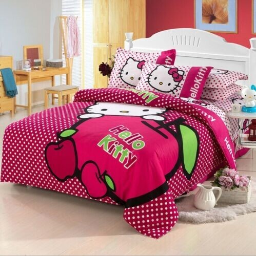 Vintage Style Hello Kitty Animation Polka Dot Dotty Quilt Cover + Pillowcases AU - Picture 1 of 1