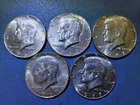 Lot of 5 Kennedy U.S. 40% 1967 Silver Half Dollars Five coins (Pictured) 7A