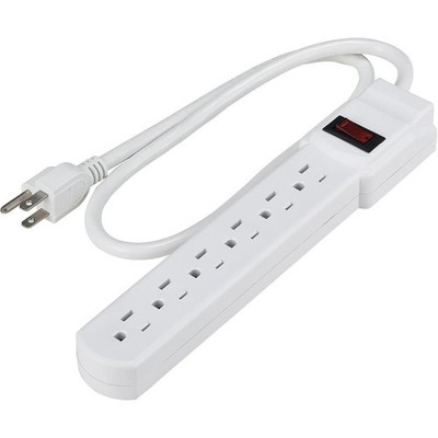 Lot 5 Global Industrial Lighted AC Wall Power Strip 6 Outlets 15A Cord 500802