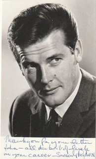 JAMES BOND ROGER MOORE INK signed 3x5 Photo The Saint etc LOVELY EARLY PHOTO