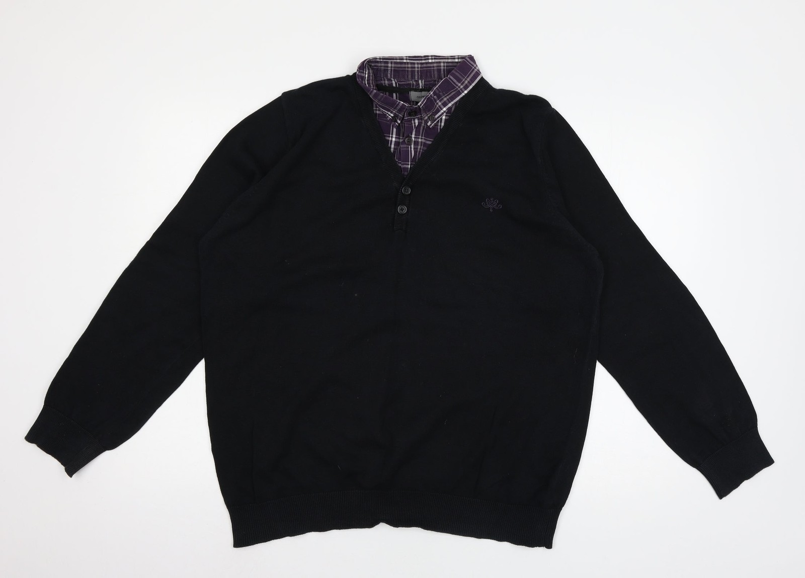 Cedar Woo Mens Pullover Jumper Size XL Blue Collared Long Sleeve image 2
