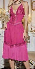 Vtg Styl Flouncy Flowy Pink Mesh Lace Cami Nighty Nightgown Lingerie XL NEW