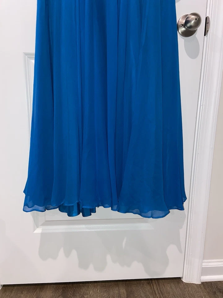 Raro Vestido Vintage Oleg Cassini Corbata Negra 100% Seda Cuentas Azul Talla 40 Foto 2 de 4