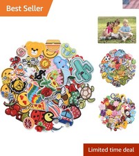 60pcs Random Assorted Styles Embroidered Patches, Bright Vivid Colors, Sew On...