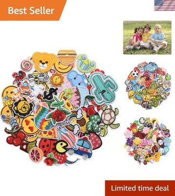 60pcs Random Assorted Styles Embroidered Patches, Bright Vivid Colors, Sew On...