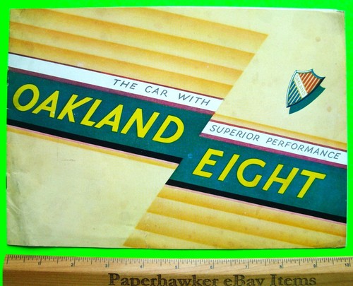 1930 OAKLAND EIGHT DLX 16-pg COLOR CATALOG Brochure PHAETON Roadster 7 MODELS