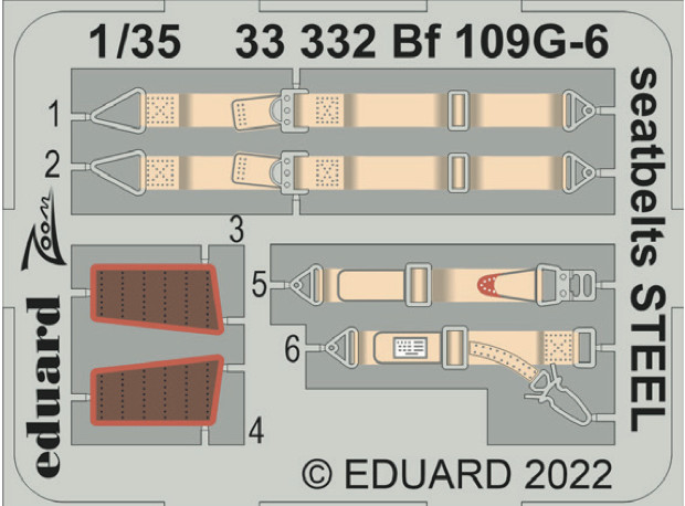 Eduard ED33332 1:35 Messerschmitt Bf-109G-6 seatbelts STEEL