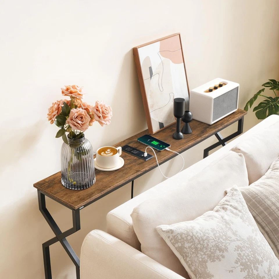Sofa Console Table, 44.9" Entryway Table with Charging Station, Narrow Couch ... - Image 3 of 4