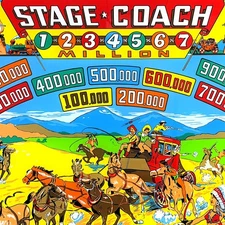 Gottlieb Stage Coach Pinball Machine Game Backglass NEW