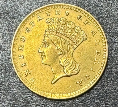 1856 Indian Princess ‘ Slanted 5 ’ Gold Dollar U.S. $1.00