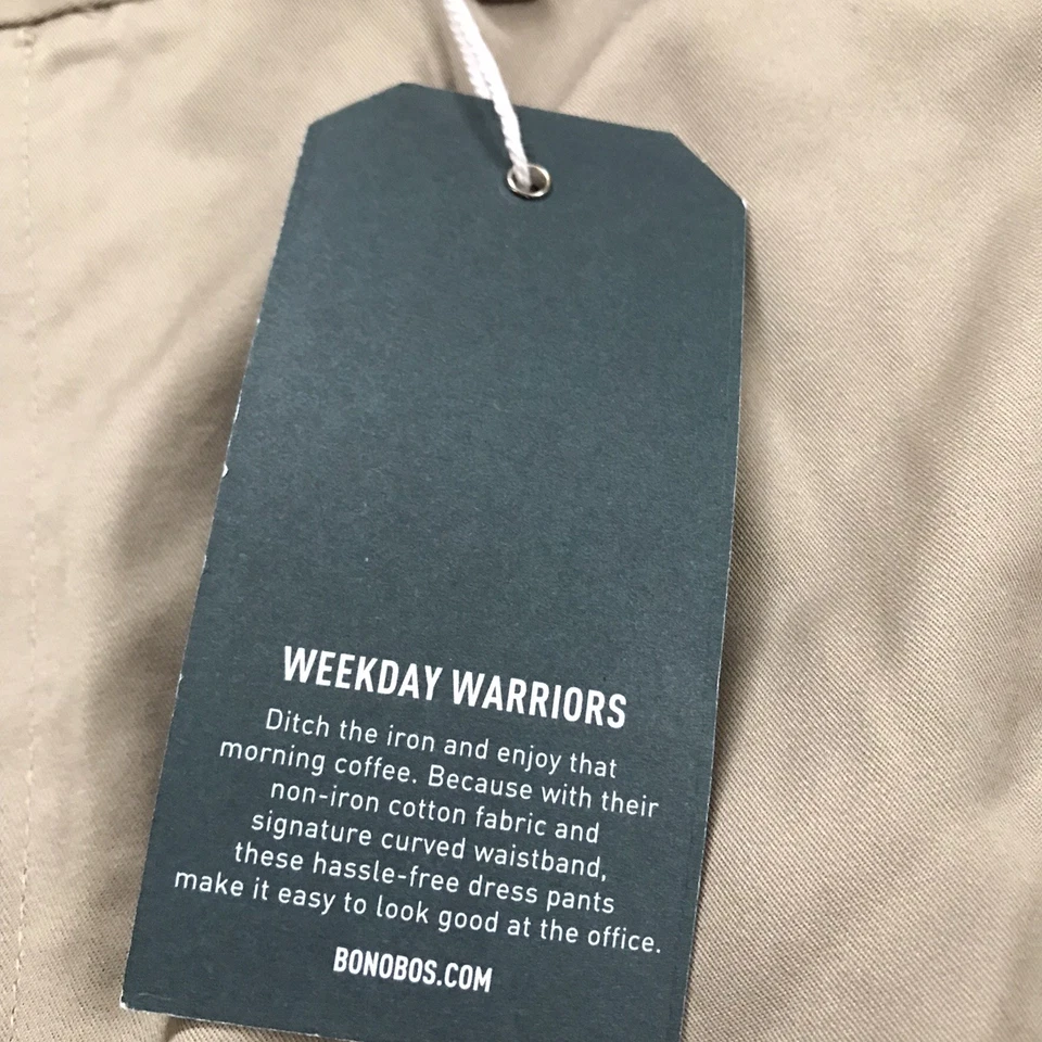 Pantalones chinos Bonobos para hombre 34x30 tostados miércoles elásticos días laborables guerreros nuevos con etiquetas $98 Foto 4 de 4