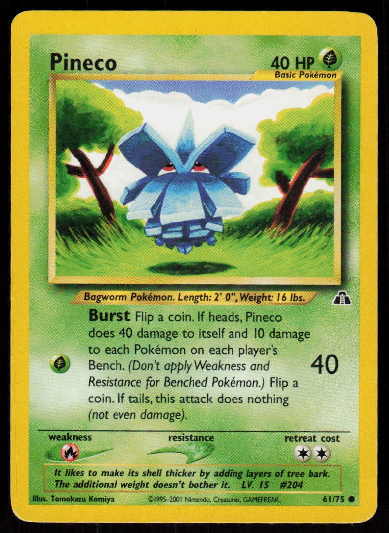 Pineco 61/75 Common Neo Discovery Pokemon Unlimited Damaged