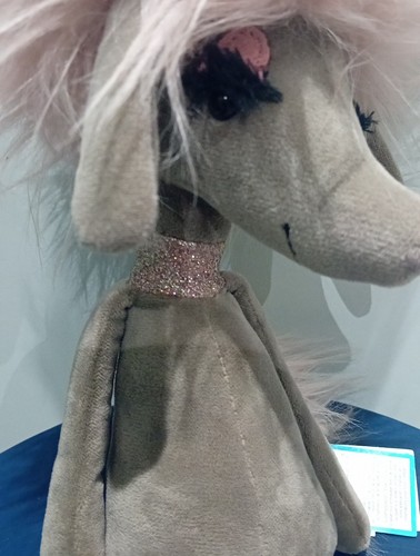 Jellycat Glamarous Penelope Poodle – Grey Velour Puppy with Pink Fluffy Hair Tag - Picture 3 of 7