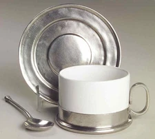 Arte Italica Tuscan Flat Cup & Saucer Set with Metal Spoon 6147990