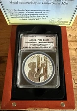 2011 PR 70 DCAM 911 National Silver Medal ANACS Cert Mint W/ Wood Gift Box & COA