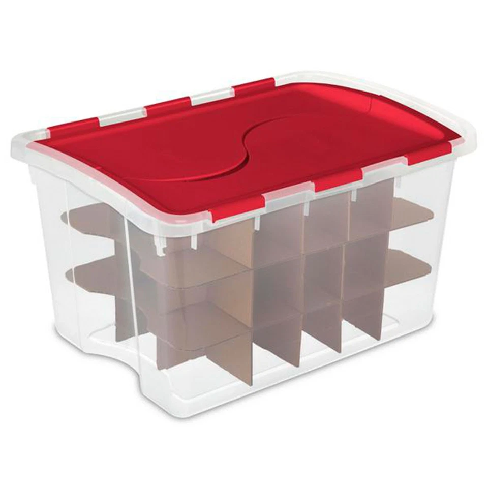 Sterilite 48 Quart Stackable Holiday Christmas 45 Ornament Storage Box (6 Pack) - Image 3 of 4