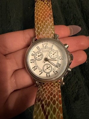 Ecclissi 23945 Sterling Silver Quartz Watch White Dial Date 38mm