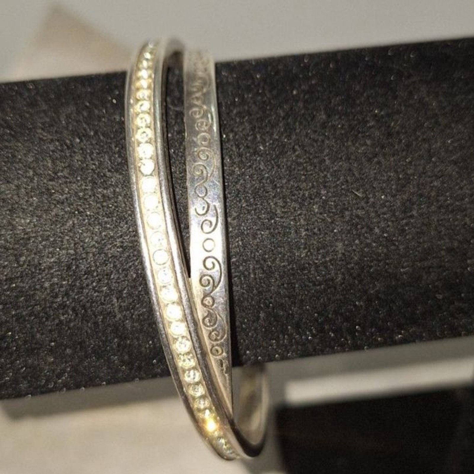 A Vintage Brighton Scrollwork Bangle Bracelet Sil… - image 2