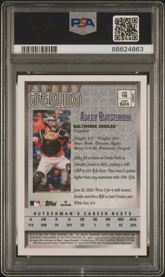 2023 TOPPS FINEST FLASHBACKS ADLEY RUTSCHMAN #16 PSA 9 MINT BALTIMORE ORIOLES   - Image 2 of 2