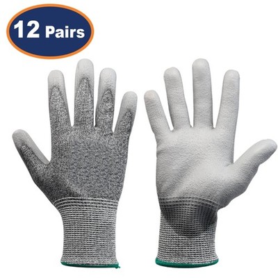 Sicherheits Arbeitshandschuhe XL Größe grau MR Schnittfest PU Handflächengriff Handschuh 12 Stück