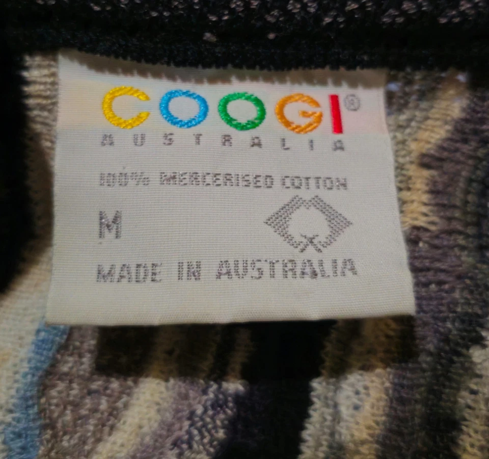 Vtg COOGI 90s Pastel 3d Chunky Knit Hip Hop Biggie V-neck Sweater Australia - Image 3 of 4