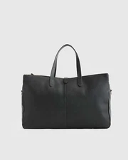 Quince Italian Leather Triple Compartment Weekender Bag Black $240 MSRP