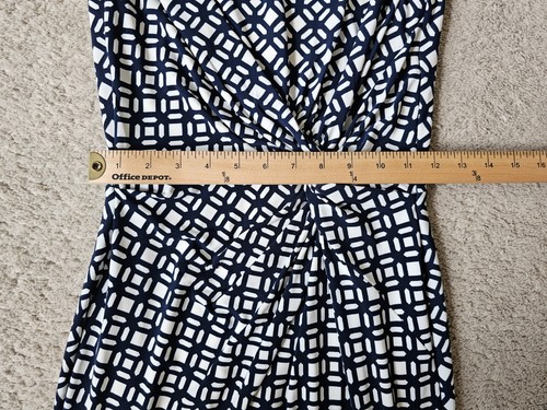 VESTIDO LAUREN RALPH LAUREN Azul Blanco Talla 4 Geométrico Elastizado Twist Bodycon - Imagen 7 de 8