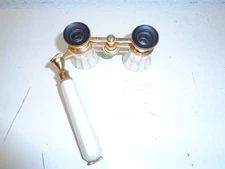 Vintage Viso 3x Mother Of Pearl Opera Glasses w/ Telescoping Handle Lorgnette