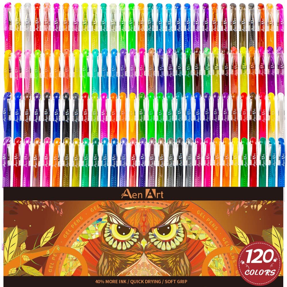 Gel Pens for Adult Coloring Books, 120 Gel Pen Set with 40% More Ink, Artist ...-image