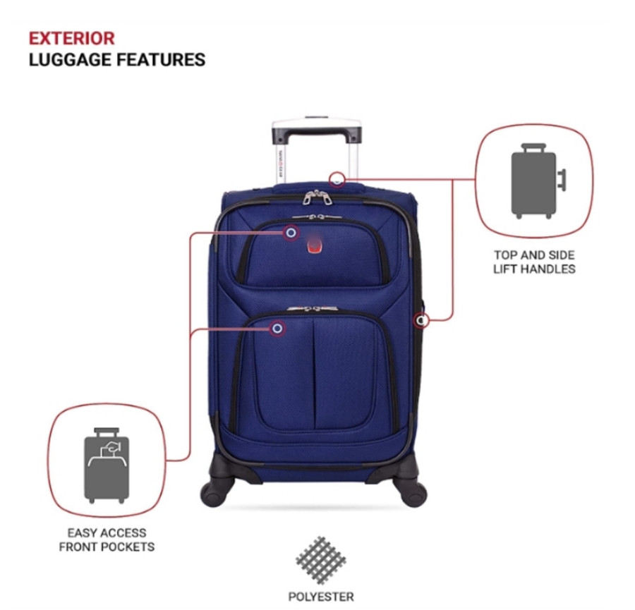 Sion Softside Expandable Roller Luggage, Blue, Carry-On 21-Inch, NEW
