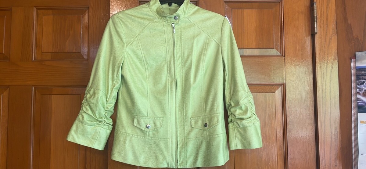 Chicos Womens Lime Green Neon Snake Skin Zip Jacket, Size 0, NWT