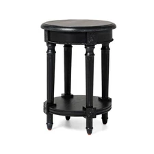 Maven Lane Pullman Traditional Round Wooden Side Table in Antiqued Black Finish