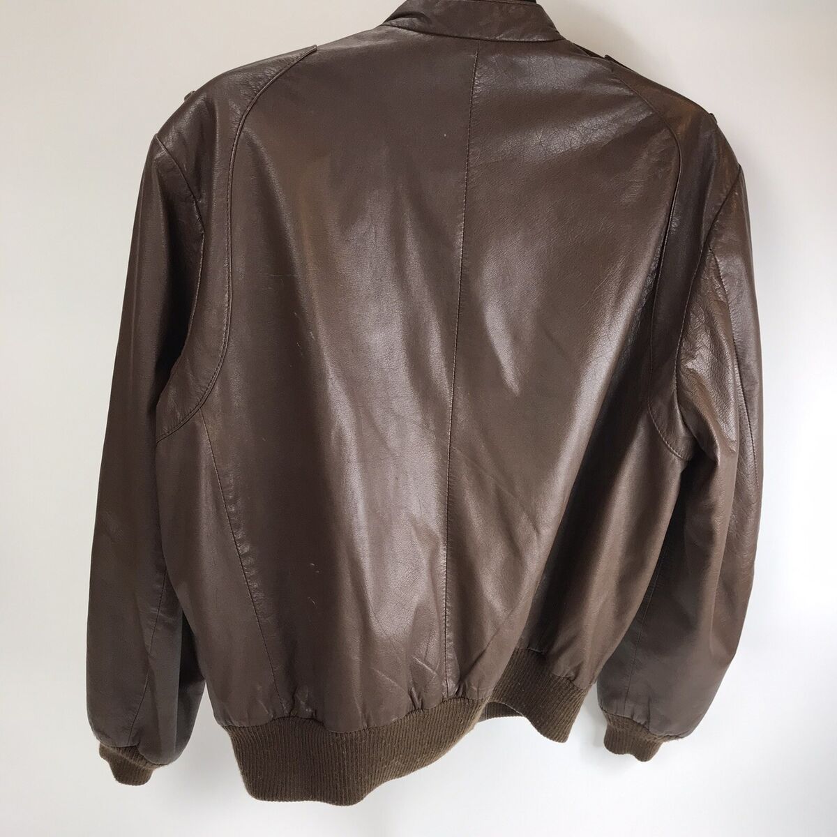 Vintage Stratojac Brown Leather Jacket 42 70s Bomber Moto Vintage Stratojac Brown Leather Jacket 42 70s Bomber Moto