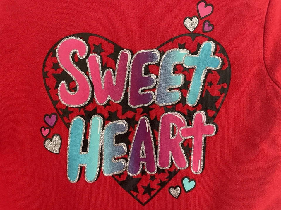 Garanimals Niñas Pequeñas Brillo Dulce Corazón Acogedora Manga Larga Sudadera Roja 3T Foto 3 de 4