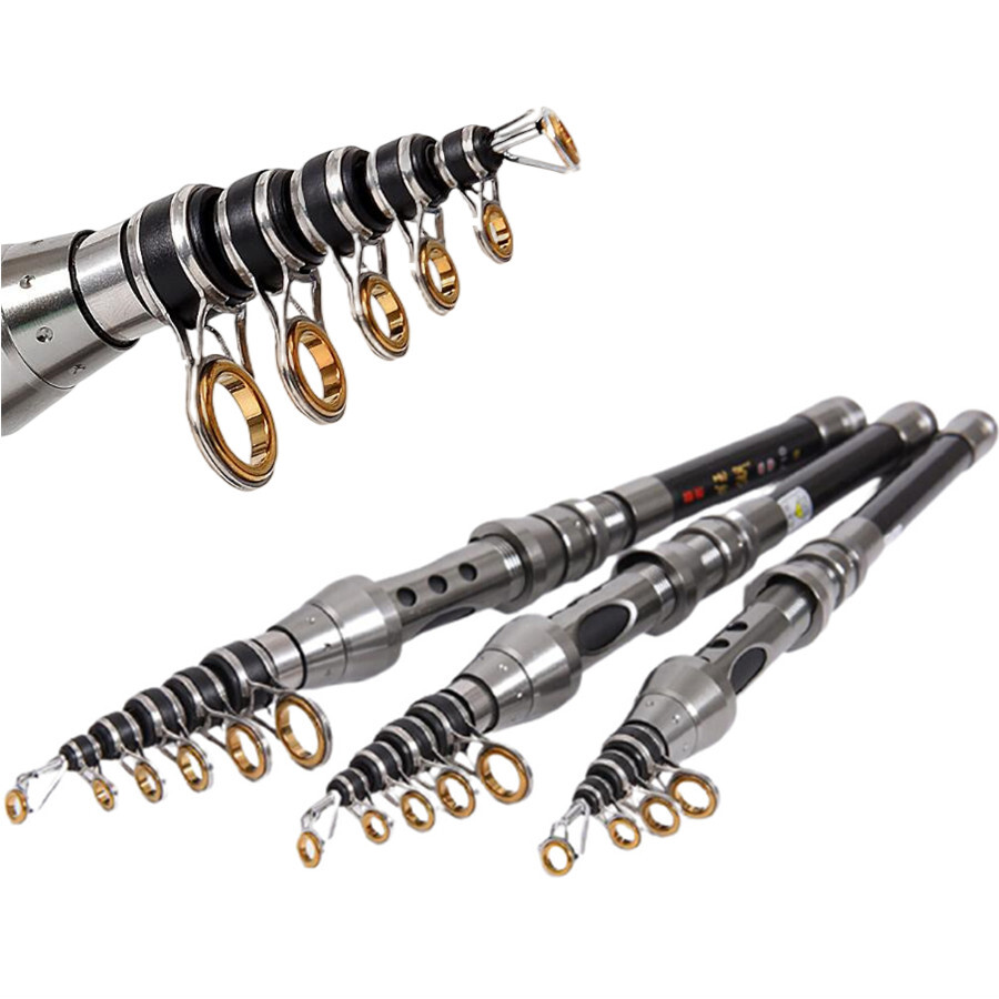 Fishing Rods Carbon Fiber 1.5m 1.8m 2.1m 2.4m Telescopic Spinning Ring ...