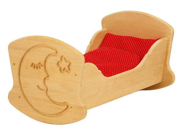 Drewart Puppenwiege Holz Puppenbett Holzspielzeug Holzwiege Kinderspielzeug-image