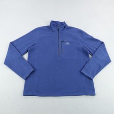 LL Bean Sweater Mens Medium Blue Trail Fleece 1/4 Quarter Zip Pullover Hiking 