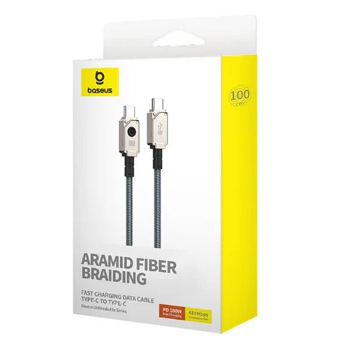 Baseus Unbreakable Series Fast Charging Data Cable Type-C 100W 2m - White - Photo 2 sur 2