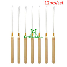 12 Pcs Micro Ring Loop Tool Threader Pulling Needle for Human Hair Extension