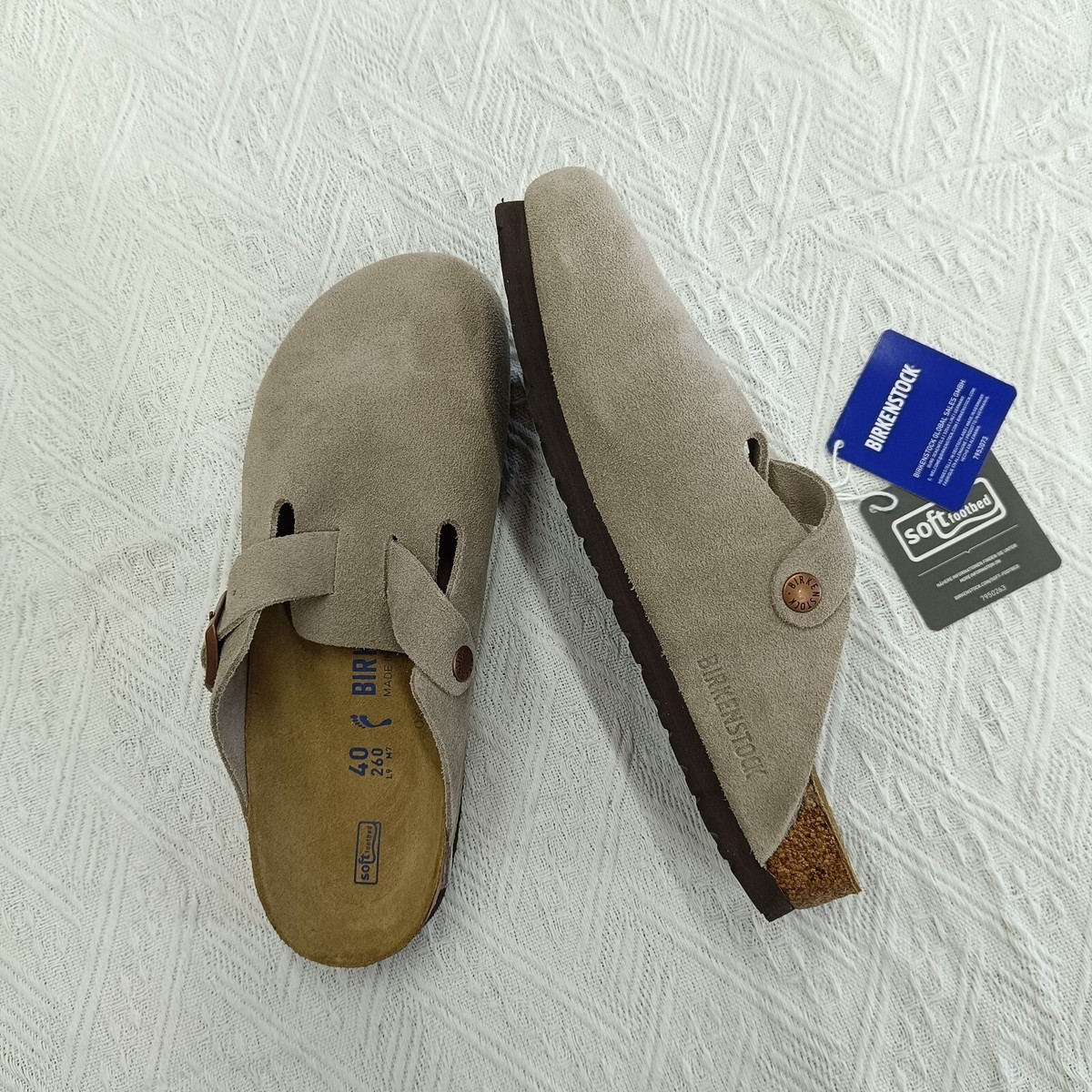 Birkenstock Boston Soft Footbed Suede Leather Taupe N/Wide Birkenstock Boston Soft Footbed Suede Leather Taupe N/Wide