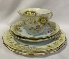 Antique Redfern & Drakeford Balmoral Bone China Pansy Tea Desert Set c1892-1909