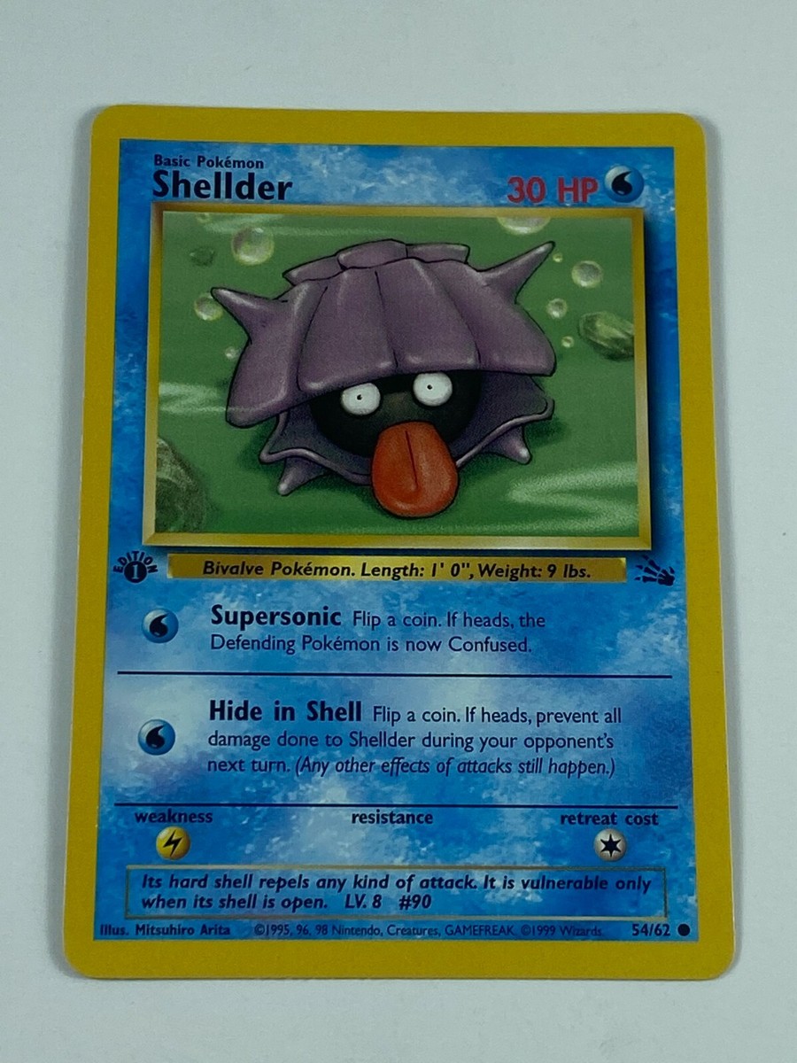 pokemon cards near me open now 1st Edition Shellder 54/62 Fossil Set - Common Pokemon Card - Near Mint!!!