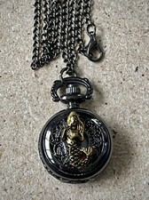 3D Mermaid Necklace, Quartz Pocket Watch, Pendant, Chain, Locket