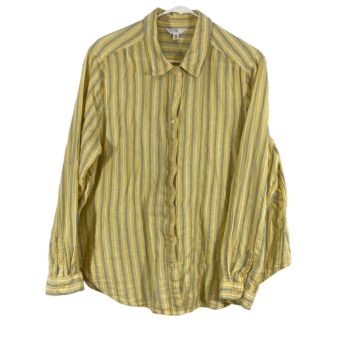 yellow striped button up