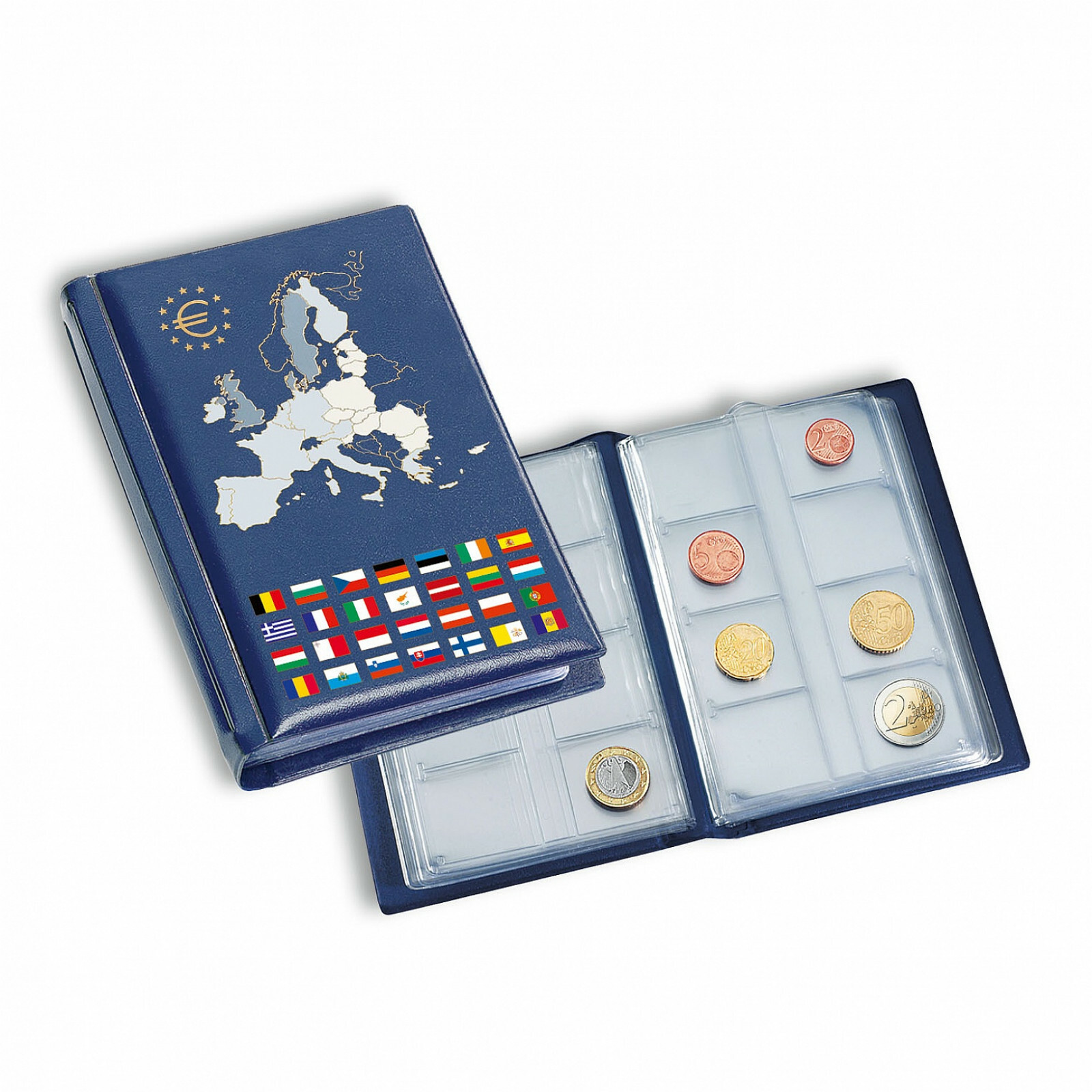 Lighthouse Pocket Album ROUTE for 12 Sets Euro Commemorative Coins Blue (330102)