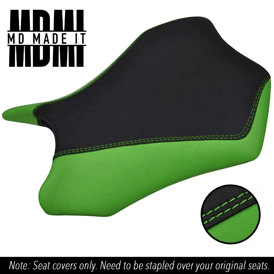 JUEGO FUNDAS ASIENTO VINILO AGARRE PERSONALIZADO NEGRO Y VERDE PARA KAWASAKI NINJA 250 08-12 Foto 2 de 4