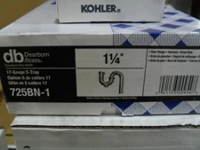 Dearborn Brass 725BN-1 1-1/4" S-Trap w/ Clean out 17GA w/ Brass nuts