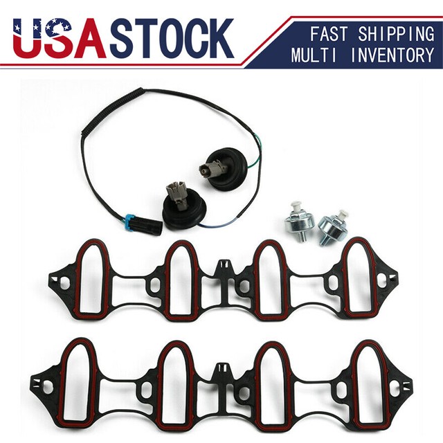 5X Knock Sensor Harness Intake Manifold Gasket Kit For Chevy Avalanche