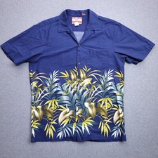 RJC Hawaiian Camp Shirt Large Cotton Blue Floral Mens